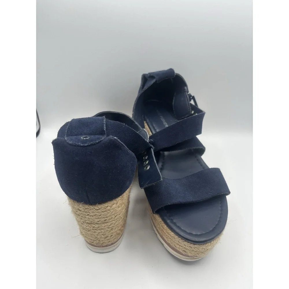 Marc Fisher Zaide Espadrille Dark Blue Suede‎ Platform Wedge size 9.5